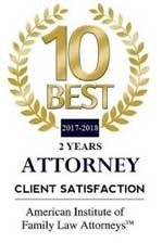 10 Best | 2 Years Attorney Client Satisfaction | American Institute of Family Law Attorneys